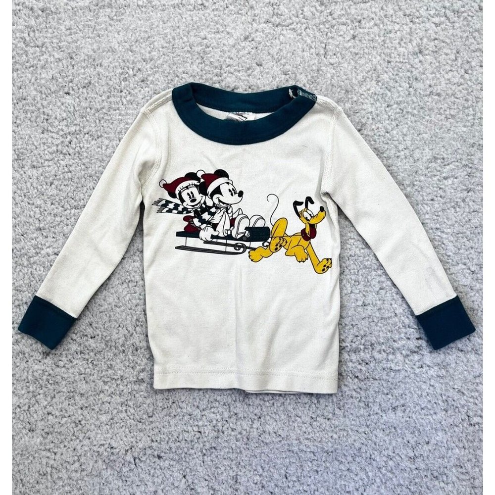 Hannah Anderson Disney Mickey Minnie Mouse Holiday Long John Pajama Top 2t